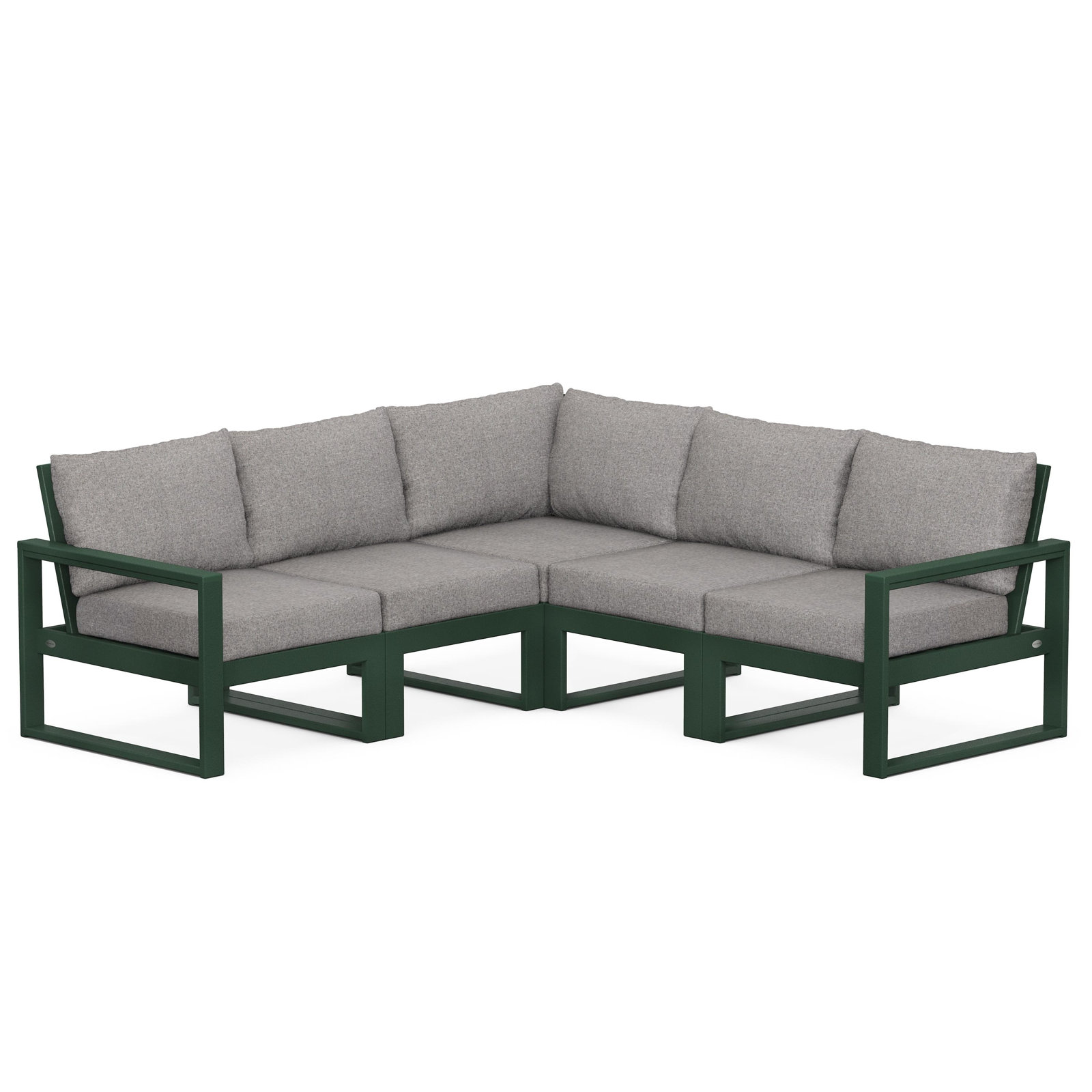 POLYWOOD® Edge 85" Patio Sectional, Weathered Tweed, Green