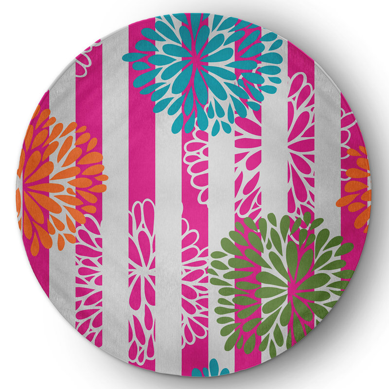 Chenille Floral Indoor Rug, Round 5'
