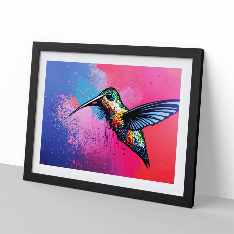XH1022-6635X Hummingbird Vol.2 Abstract - Single Picture Frame Painting, 46cm H x 64cm W x 2cm D, Black