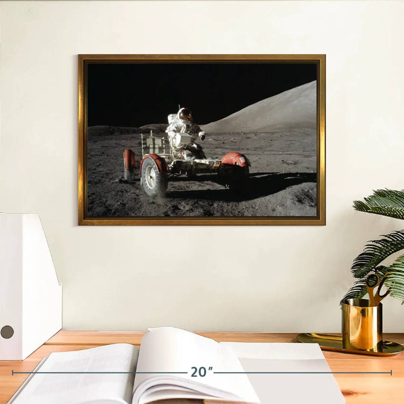 Atterrissage lunaire Apollo 17, 13 po x 9 po, Cadre flottant doré
