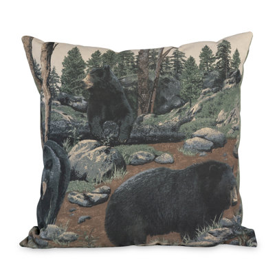 The Bears The Bears 100% Cotton Mountain Rustic Cabin Square Pillow 18"x18"