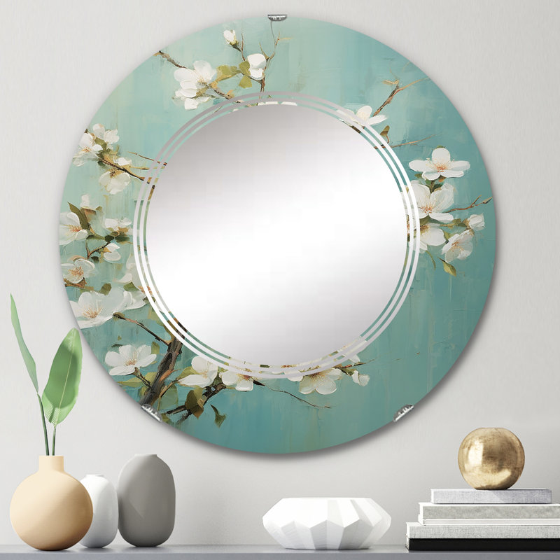 Lovage - Miroir mural floral rond, 24 po x 24 po