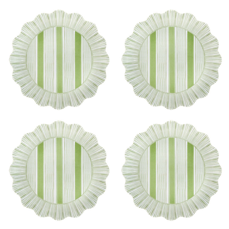 Cabana Stripe Melamine Dessert/Salad Plates, Seagrass