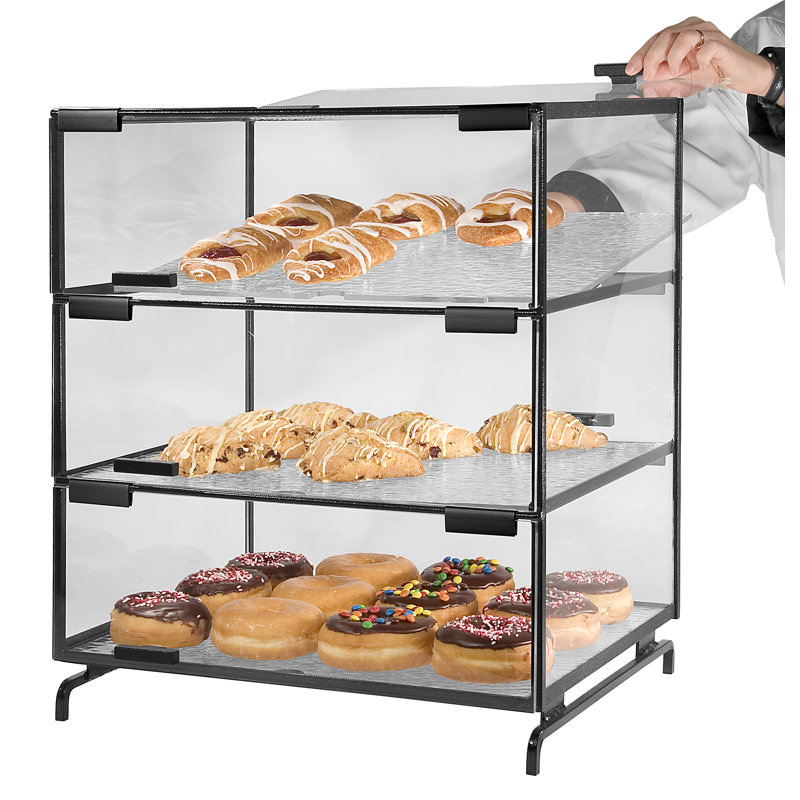 Vitrine à pâtisserie à trois niveaux - 16 po x 23 po x 20 po, Noir