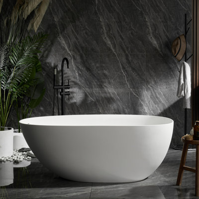 55'' x 28.35'' Freestanding Soaking Solid Surface Bathtub