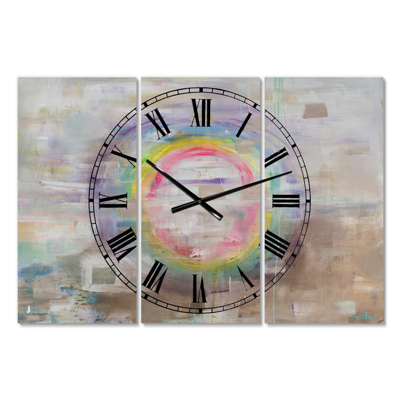 Rainbow Reflect Mood - Oversized Cottage 3 Panels Wall Clock
