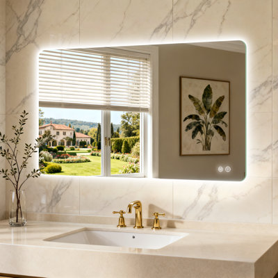 Tempered Glass Backlit Led Bathroom Mirror, Gym Mirror, Equipped With Anti-Fog Functionality, Supporting Three Colour Temperature Settings And Stepless Dimming.