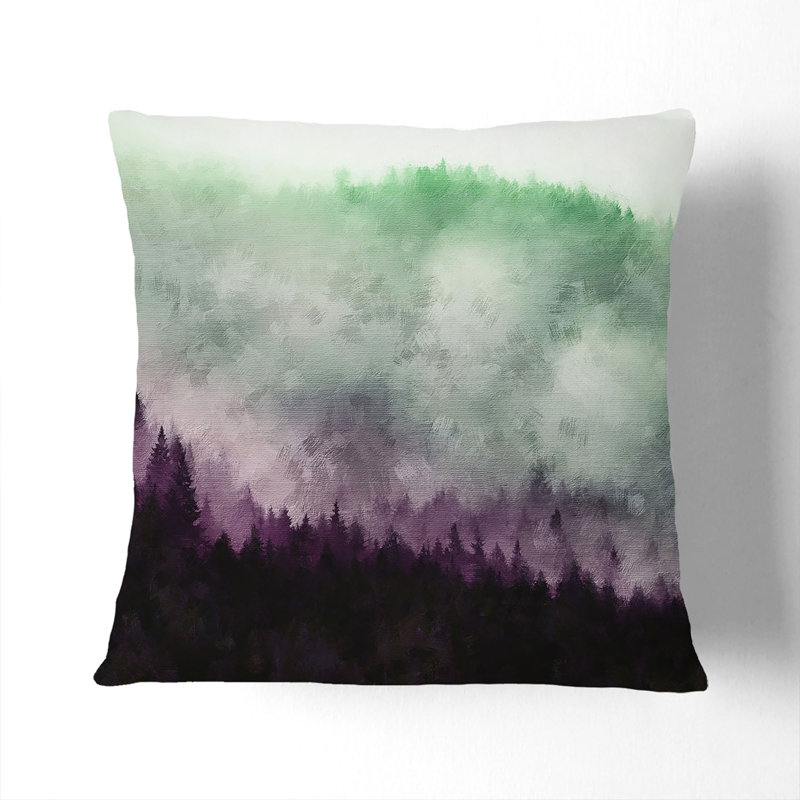 Foggy Forest Cushion with Filling, 40cm H x 40cm W x 15cm D, White
