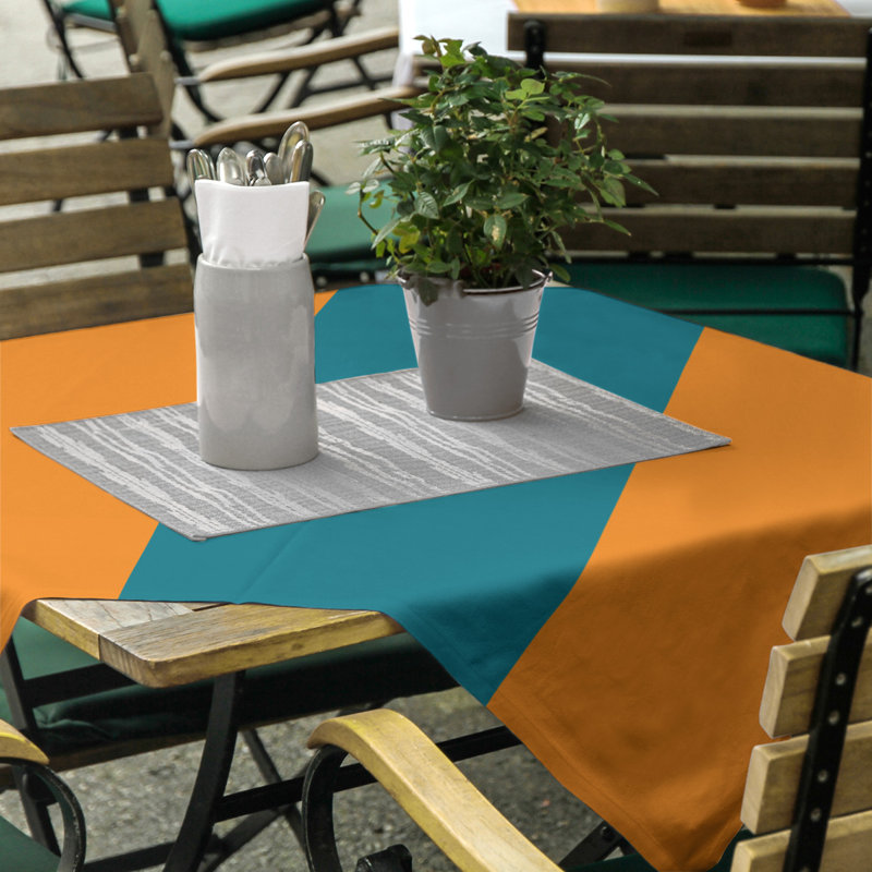 San Jose Tablecloth, Burnt Orange/Deep Pacific Teal/Burnt Orange