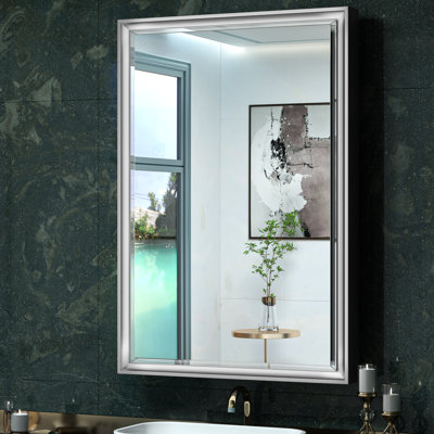 Cyrille Recessed & Surface Framed Medicine Cabinet with Mirror and Shelves