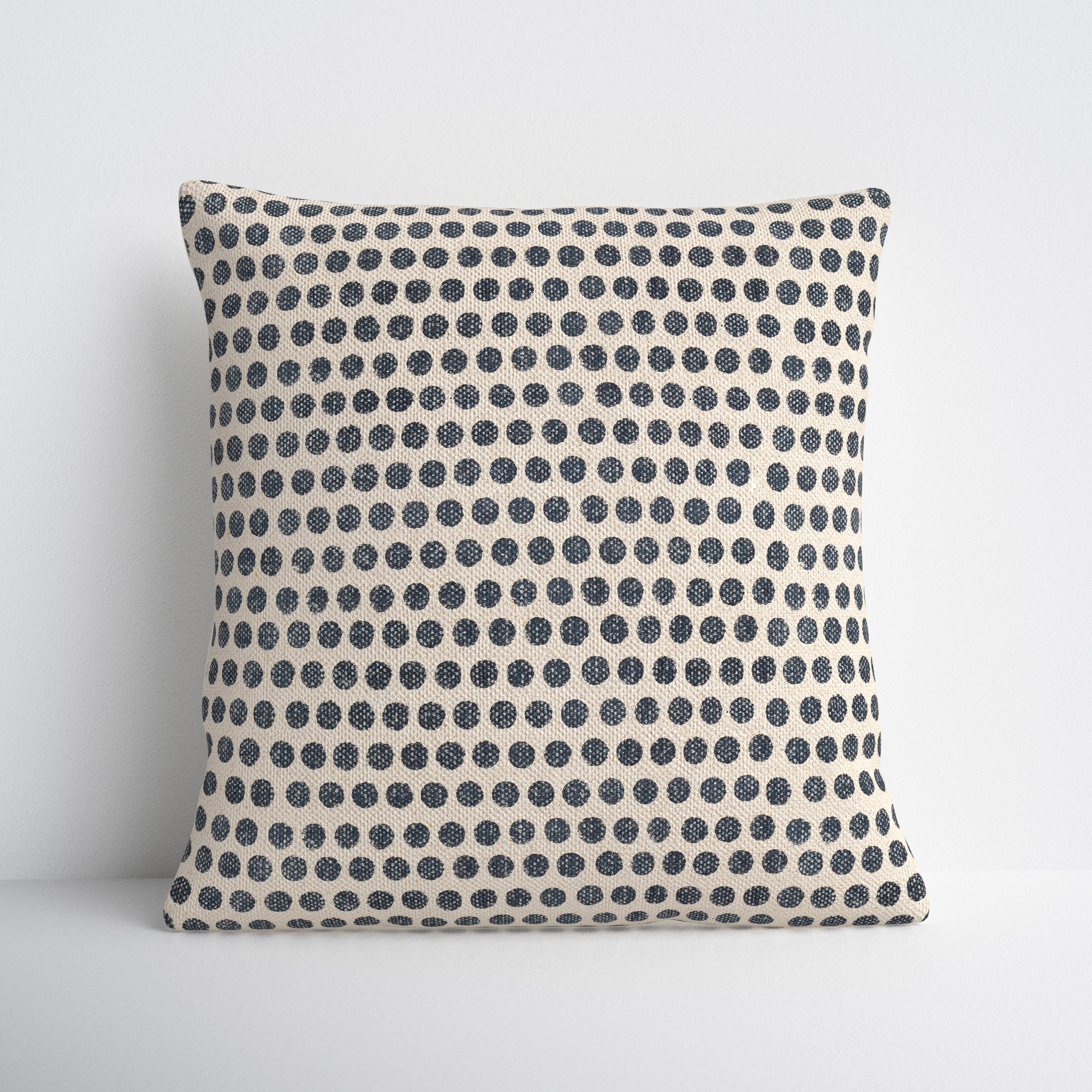 Ikat Dots 18 X 18 inch Cream and Dark Blue Throw Pillow