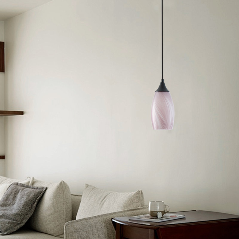 1-Purple red iron dimmable glass pendant light