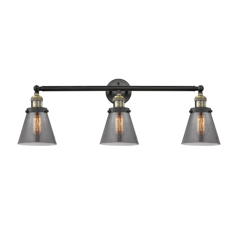 Andrews 3 - Light Dimmable Vanity Light, Smoked, Black Antique Brass, 6 Watt Vinage LED Bulb