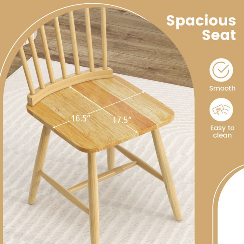 Natural Rubber Wood High Back Windsor Side Chairs