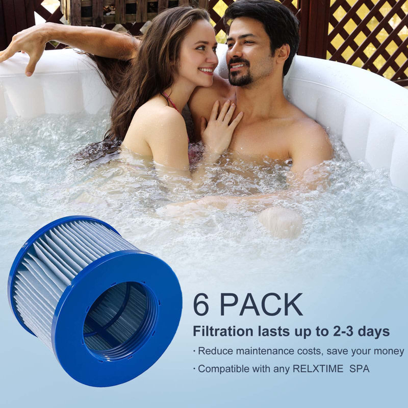6 Pack Blue Spa Filter Cartridges, Pool Hot Tub Filters Replacement, Filtration Inflatable Hot Tub