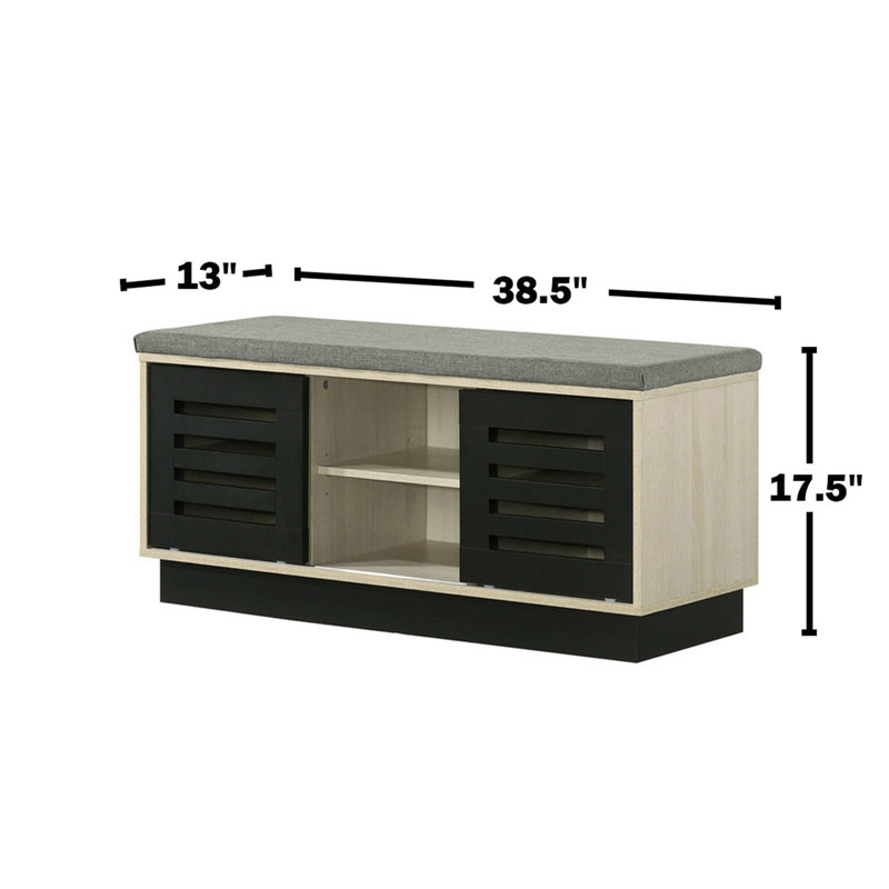 Armoire à chaussures de 38,5 po de largeur avec portes coulissantes et dessus rembourré