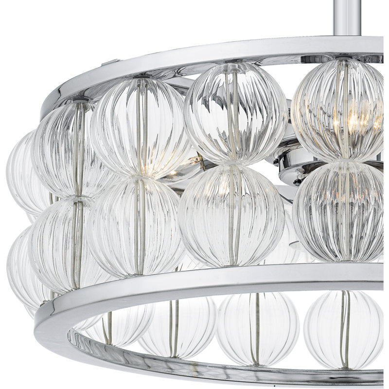 Ventilateur à 4 lumières Jadan, Chrome poli, Chrome poli
