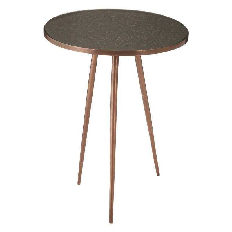 Teagan Glass Top End Table, Copper, Copper/Black