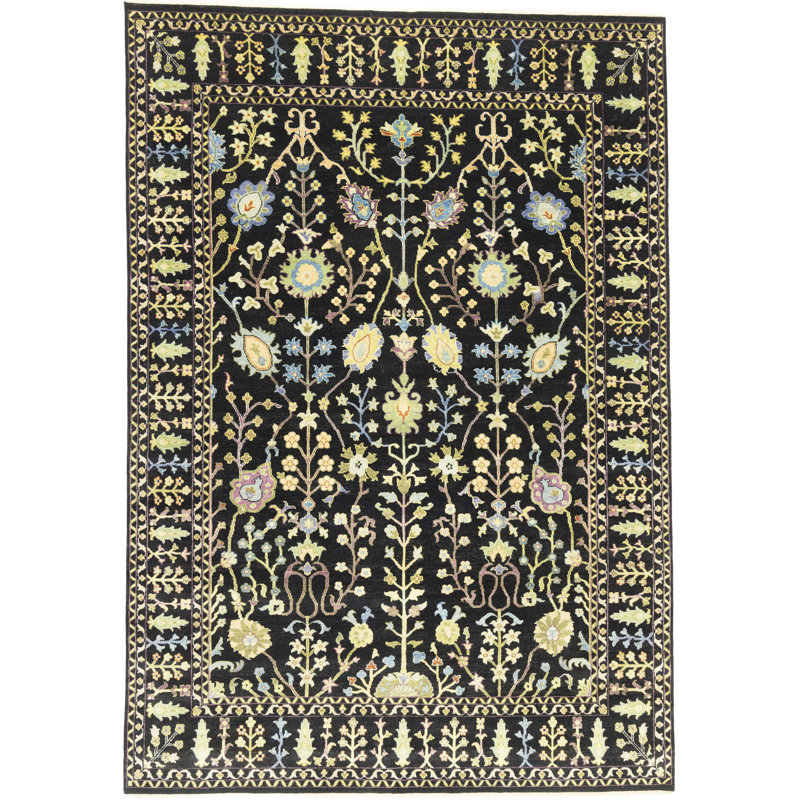 Tapis oriental noir Oushak Chobi