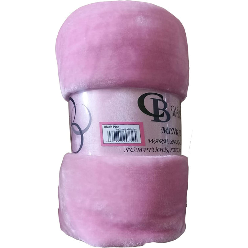 Throw Blanket, W200cm x L240cm, Blush Pink