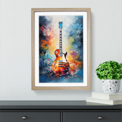 Electric Guitar Impressionism - Single Picture Frame Print on Wood