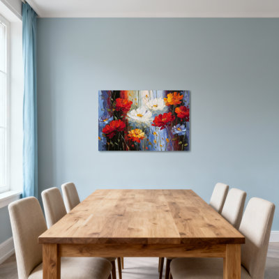 «Plants & Flowers Vibrant Flowers In Abstract Style», reproduction sur toile