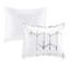 Courtepointe double / grand - imprimé géométrique argenté sur fond blanc, microfibre douce, 2 taies décoratives, coussins décoratifs, imprimé couette lavable à la machine, literie tendance