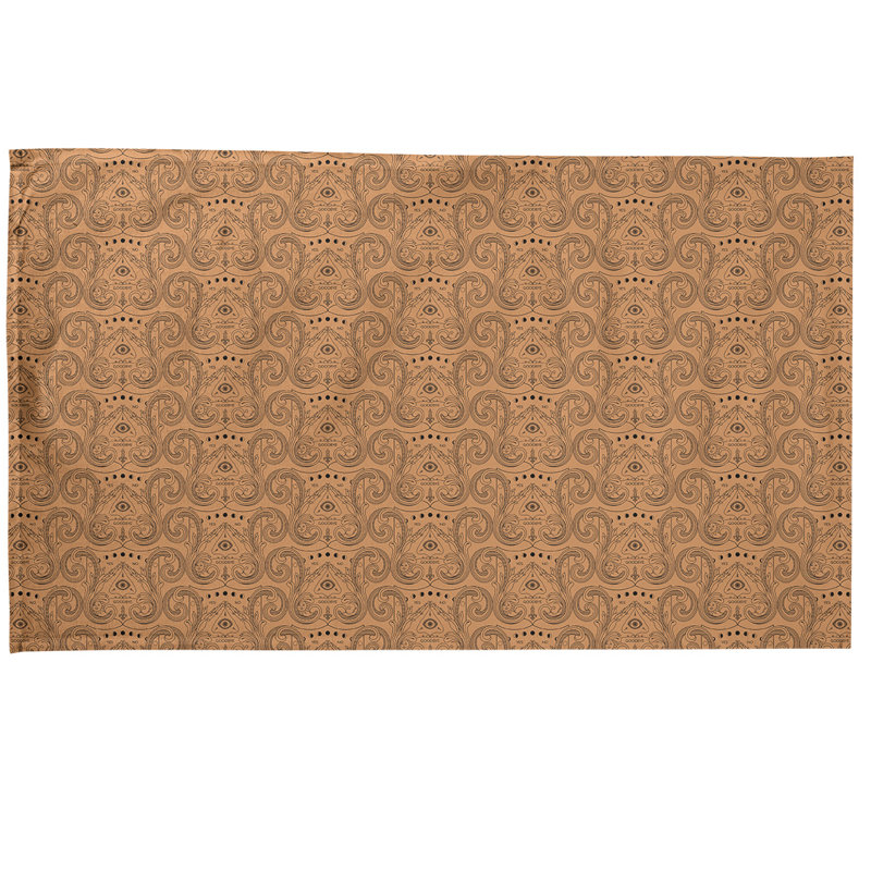 Serviette de thé à motif troisième œil, Polyester sergé, Brun