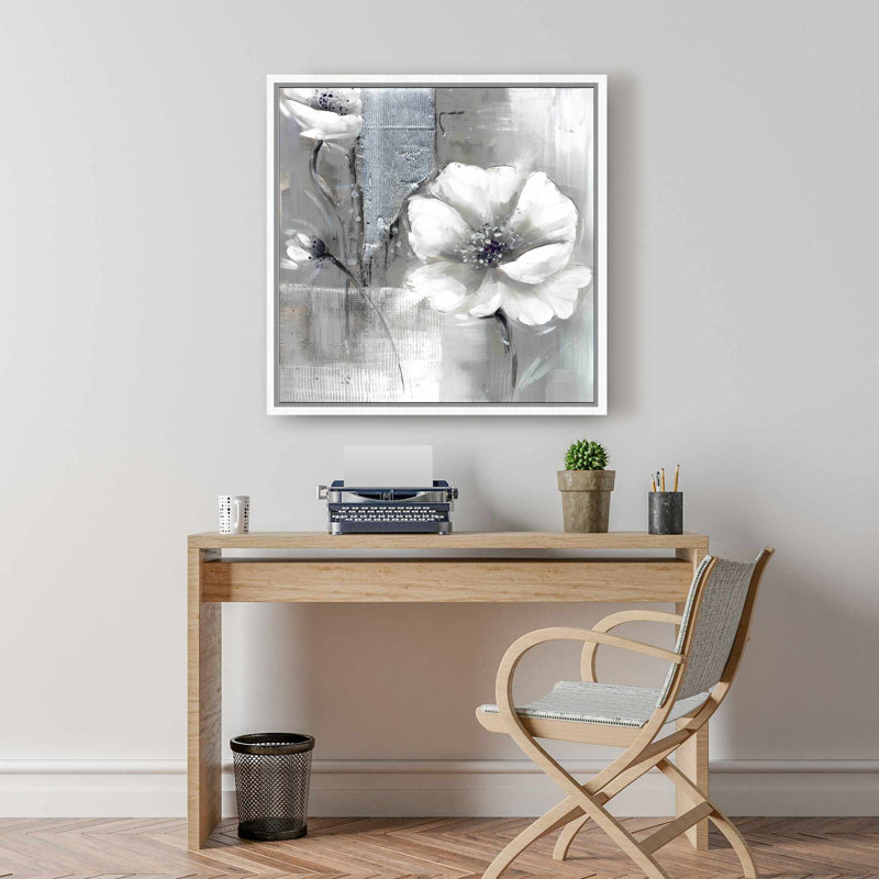 Fleurs monochromes et argentées | Art industriel sur toile