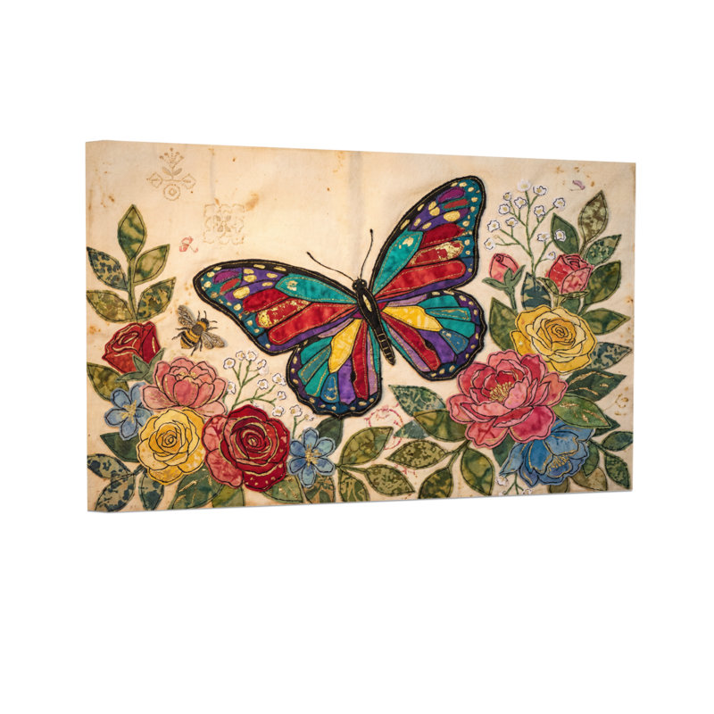 Reproduction d'art avec motif de papillons colorés animaux, H 12 po x l 18 po