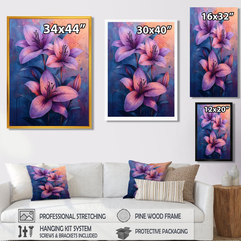 Shelbi - Floral Canvas Art Print, Noir, noir, noir, noir, H 20 po x l 12 po, Reproduction encadrée d'une seule photo