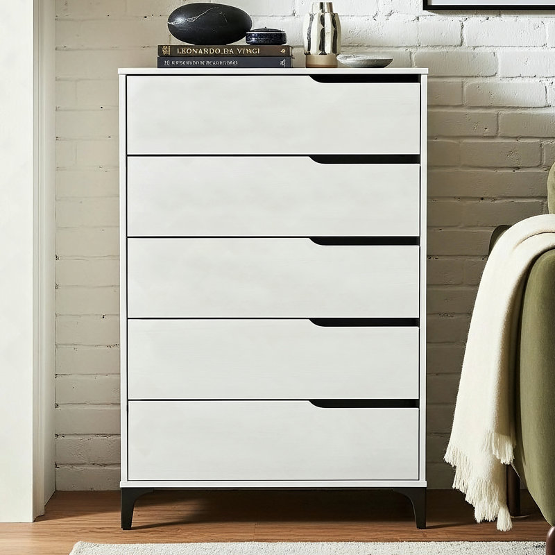 Commode 5 tiroirs Norcross, Blanc