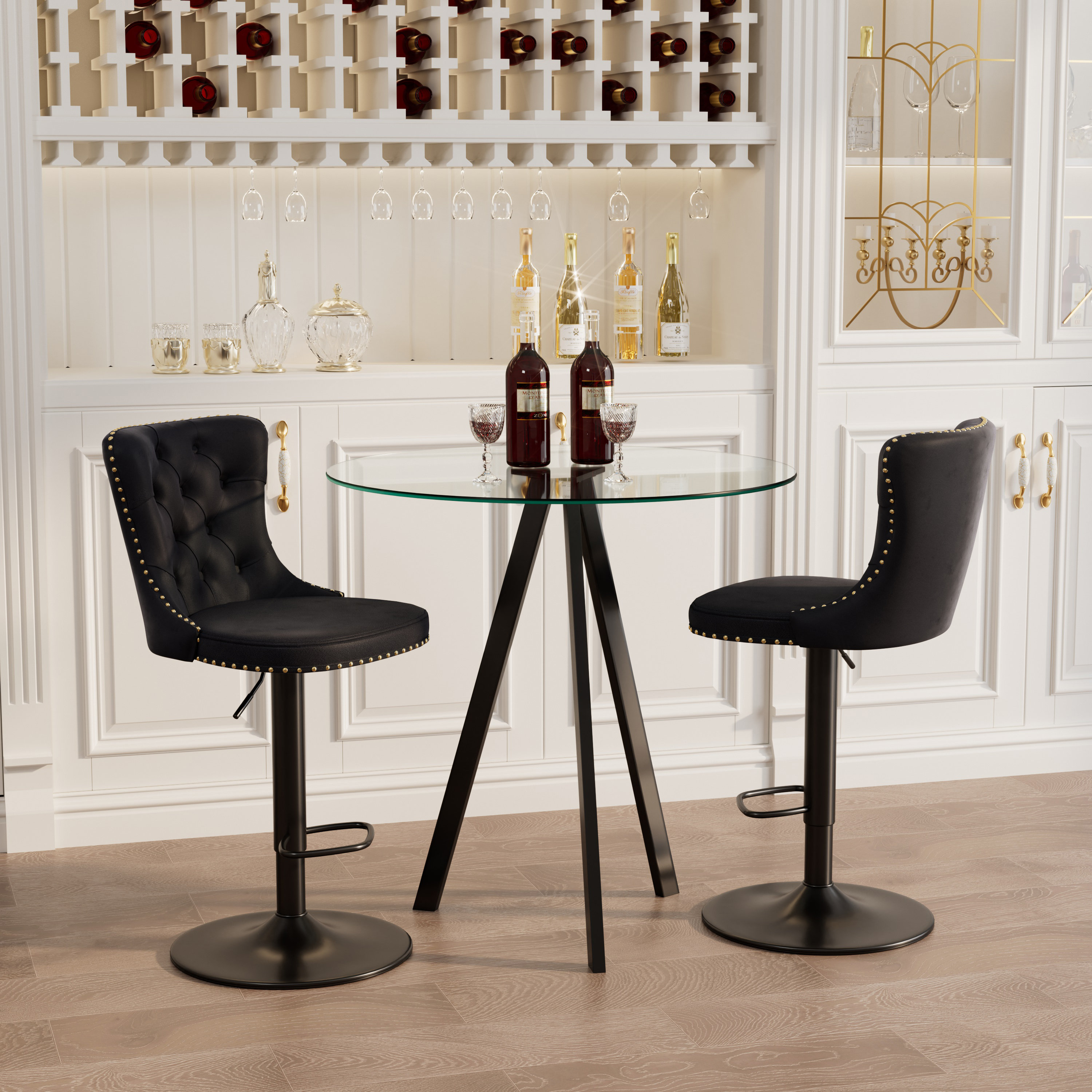 Round Pub Bar Height Pub Table And Chairs VECELO 3-Piece Bar Table