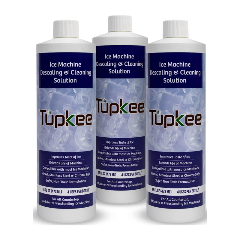Nettoyeur et détartrant pour machine à glaçons Tupkee - 16 oz liq., Nettoyant pour machine à glaçons sans nickel - Compatible avec: Whirlpool 4396808, Manitoba, Ice-O-Matic, Scotsman, Follett et plus! - Fabriqué aux États-Unis - paquet de 3