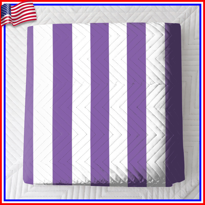 Purple Vertical Stripes Bedding Striped Bedspread Pattern, Full / Double