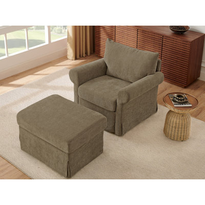 Fauteuil d'appoint en chenille 36 po avec repose-pieds de style rétro