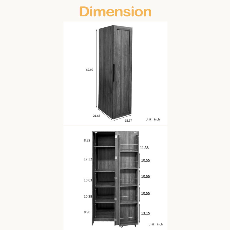Armoire de cuisine, armoire Buffet autoportante avec portes et tablettes, armoire de rangement pour cuisine, Brun