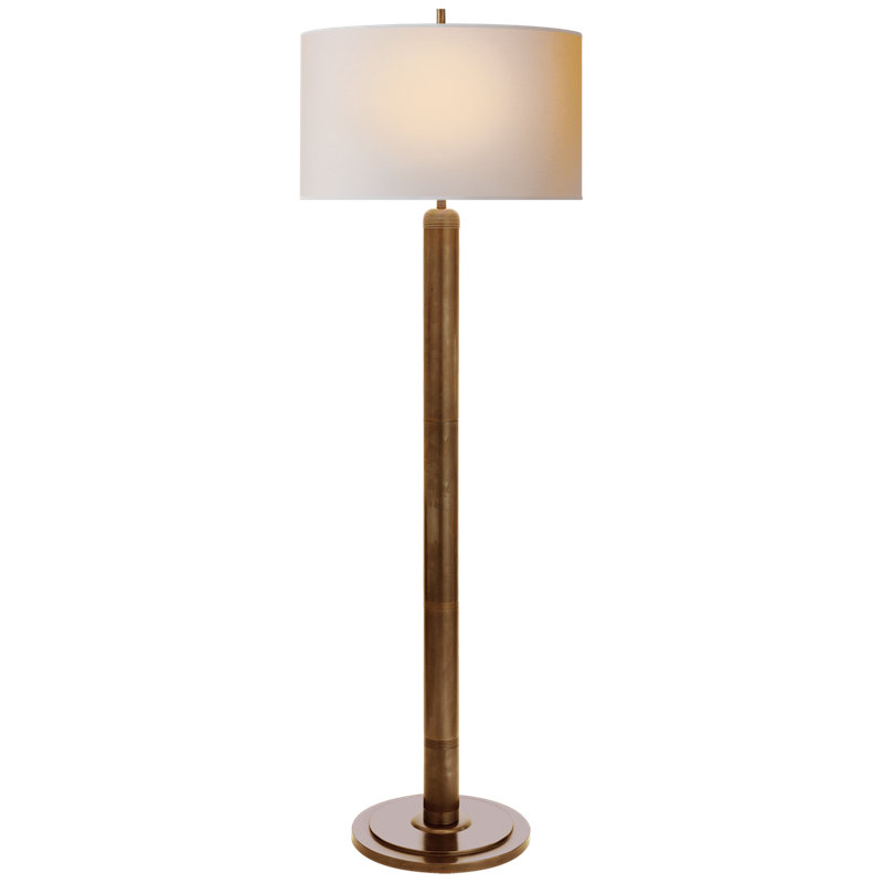 Thomas O'Brien Longacre Floor Lamp, Hand-Rubbed Antique Brass, Fabric