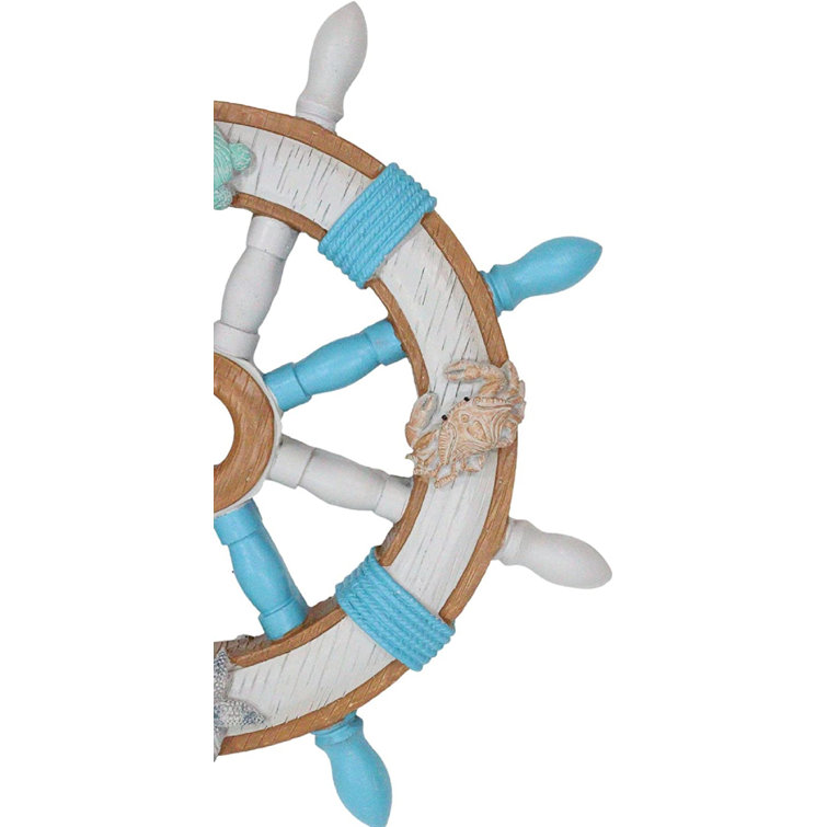 Breakwater Bay Marine Ship Steering Helm Boat Wheel With Turtle Crab ...