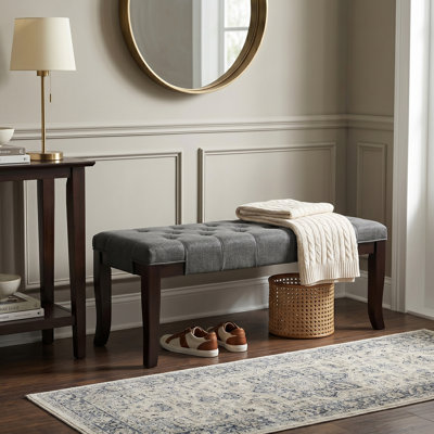 Solid Wood Upholstered Tufted Bench