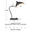 Lampe de table moderne réglable en métal avec port USB