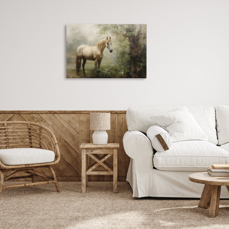«Horse in Forest Woods», art mural sur toile par Petal Prints Design, H 20 po x l 30 po