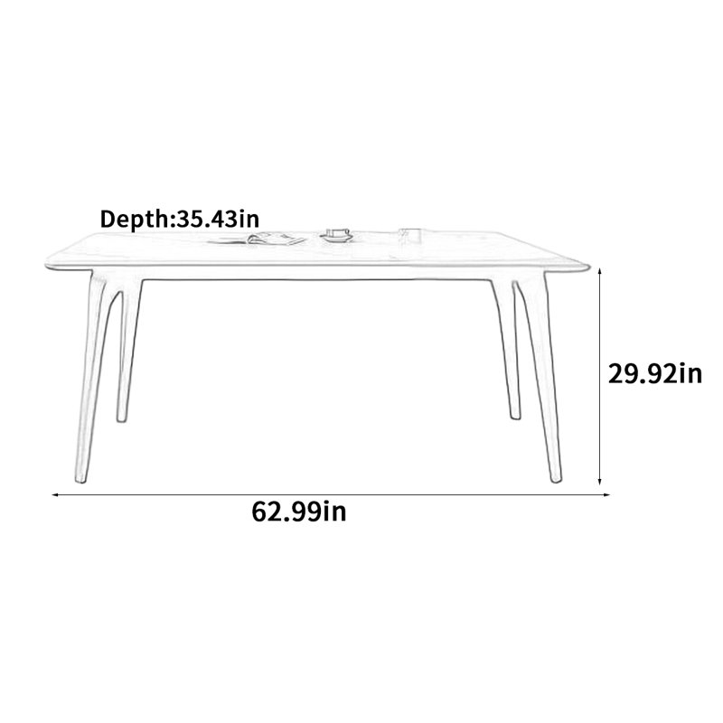 Full support rectangular dining table, 29.92"H x 62.99"L x 35.43"W