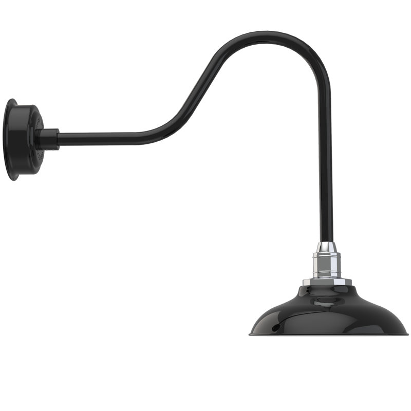 Luminaire de grange d’extérieur Ludwicka, Noir, H 25,12 po x l 12 po x P 31 po