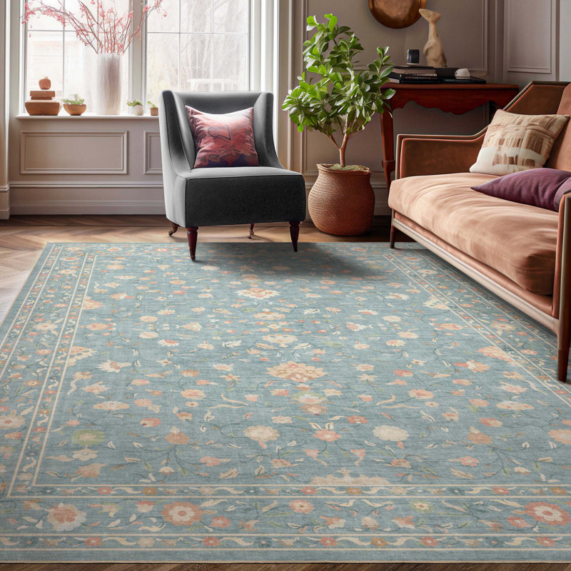 Tapis bleu Bungalow Bungalow Aylena Hereke, Rectangle 9 pi 10 po x 13 pi