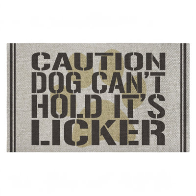 Tapis de porte d'extérieur en forme de chat «Cat Don't Hold Licker», par Kim Allen, 18 po x 30 po