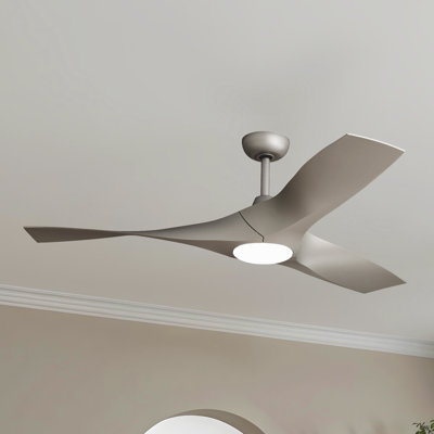 52" Modern Ceiling Fan with LED Light, Remote Control, 6-Speed DC Motor, and Reversible Function