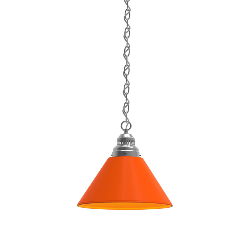Luminaire suspendu conique 1 lumière, Orange, Chrome