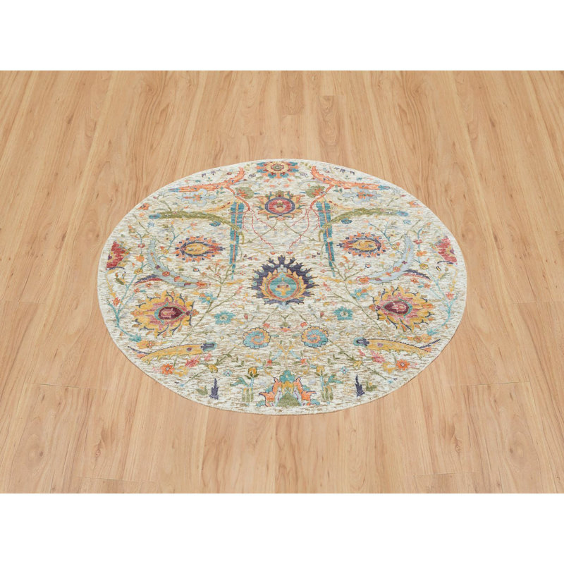 Tapis rond en soie 5 pi 2 po Saffie One-of-a-Kind