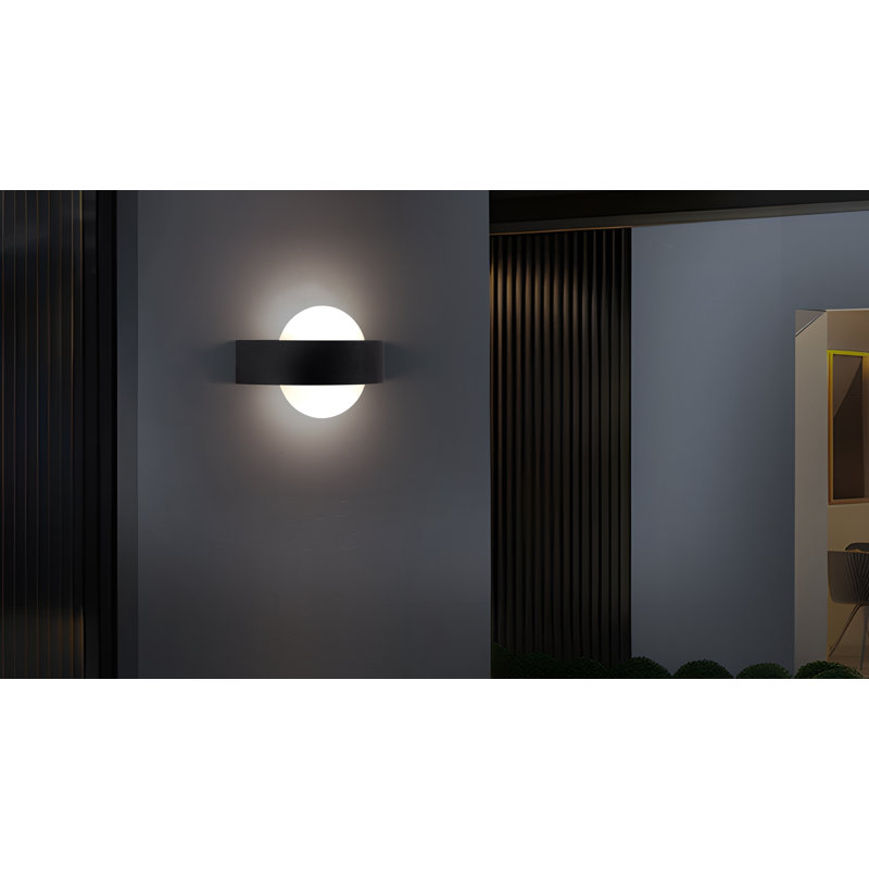 Modern LED Outdoor Wall Sconce, Dimmable Waterproof Glass Shade, 3000K